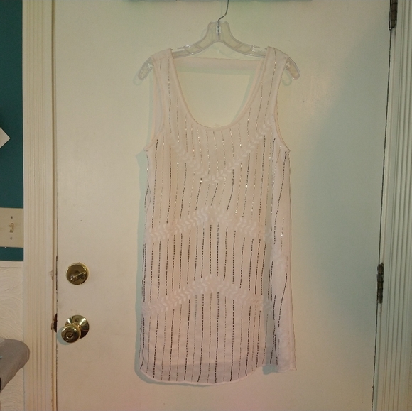 Gentle Fawn Flapper Girl beaded dress beige Great Gatsby NWT ivory prom retro - Picture 3 of 10